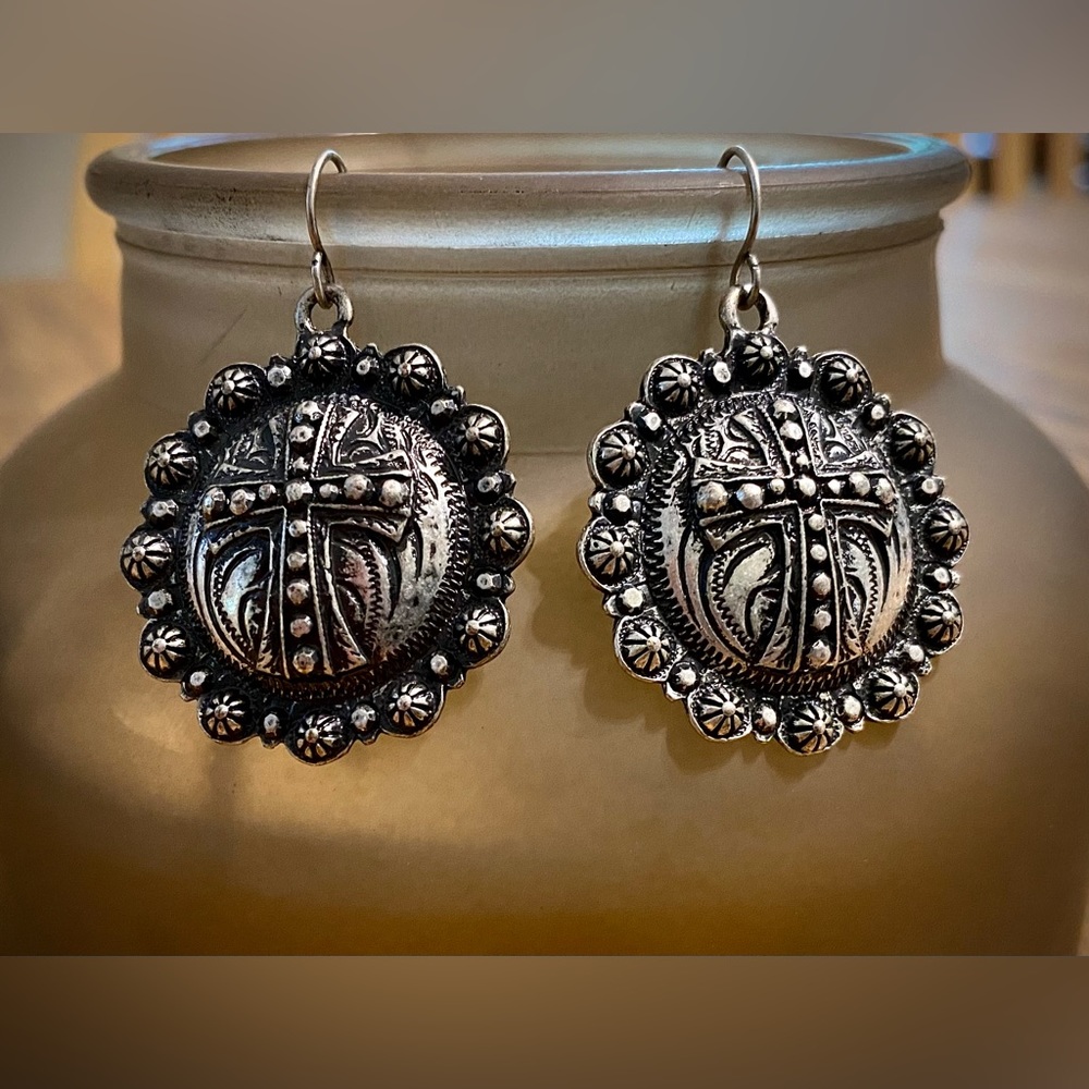 Montana West USA Cross Concho Earrings